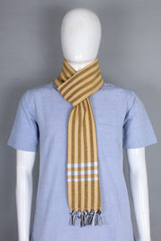 Handwoven Cotton Muffler with Striped Border