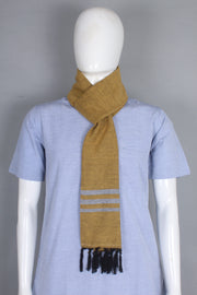 Handwoven Cotton Muffler with Striped Border