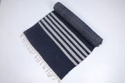 Denim Blue Yoga Mat with Coin Grey Stripes