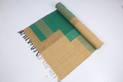 Leaf Green and Clay Brown Puzzle Striped Yoga Mat