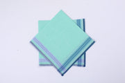 Pastel Mint with Blue Stripes Handwoven Pure Cotton Handkerchief