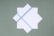 Pure White Cotton Handkerchief with Blue Border