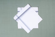 Pure White Cotton Handkerchief with Blue Border