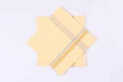 Pure White Cotton Handkerchief with Yellow, Brown Border