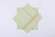 Pure Sage Green Cotton Handkerchief Yellow, Pink Border