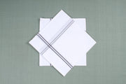 Pure White Cotton Handkerchief with Gray Border