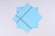 Sky Blue Cotton Handkerchief with Blue Border