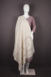 Handwoven Cotton Cream Shawl with Motifs