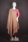 Handwoven Cotton Beige Embroidered Shawl