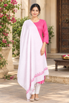 Handwoven Cotton White Plaine Handembroidery Shawl
