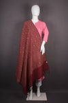 Handwoven Cotton Maroon Jacquard Shawl