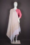 Handwoven Cotton White and Cream Jacquard Shawl