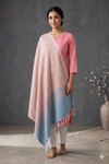 Handwoven Cotton Pink Jacquard Shawl