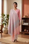 Handwoven Cotton Pink and Blue Jacquard Shawl