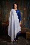 Handwoven Cotton Blue and Gray Jacquard Shawl