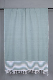 Handwoven Cotton Shawl with Striped Border