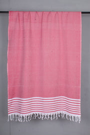 Handwoven Cotton Shawl with Striped Border