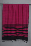 Handwoven Cotton Dark Rose Pink Plaine Shawl