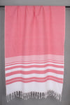 Handwoven Cotton Coral Pink Plaine Shawl
