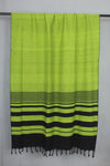 Handwoven Cotton green Shawl with Black Striped