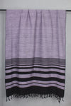 Handwoven Cotton Purple Shawl with Black Striped