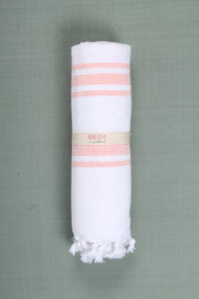 White Ultra Soft Bath Towel with Pink Stripes