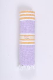 Blue Ultra Soft Bath Towel with Yellow, White Stripes