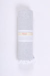 Gray Ultra Soft Bath Towel with Off White Stripes