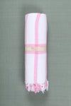 White Ultra Soft Bath Towel with Magenta Stripes