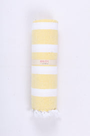 Yellow Ultra Soft Barh Towel with White Stripes