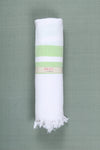 White Ultra Soft Bath Towel with Green Stripes