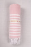 Peach and White Striped Ultra Soft Bath Towel