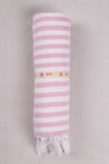 Pink and White Striped Ultra Soft Bath Towel