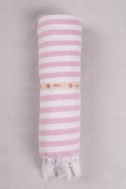 Pink and White Striped Ultra Soft Bath Towel