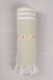 Green and White Striped Ultra Soft Bath Towel