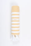 Mustard Yellow Ultra Soft Bath Towel with White Stripes