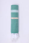 Pine Green Ultra Soft Bath Towel with White Striped