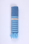 Blue Ultra Soft Bath Towel with Sky Blue Stripes
