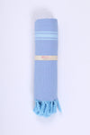 Carolina Blue Soft Bath Towel with Sky Blue Stipes