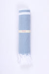 Soft and Luxurious Light Blue Cotton Bath Towel with White Stripes
