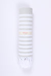 Soft and Luxurious Light Grey Cotton Bath Towel with White Stripes