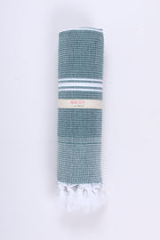 Pine Green Ultra Soft Bath Towel with White Stripes