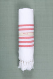 White Ultra Soft Bath Towel with Pink Stripes