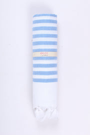 Sky Blue Ultra Soft Bath Towel with White Stripes