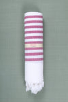 White Ultra Soft Bath Towel with Red Stripes