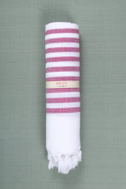 White Ultra Soft Bath Towel with Red Stripes