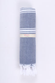 Blue Ultra Soft Bath Towel with White Stripes