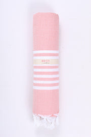 Baby Pink Ultra Soft Bath Towel with White Stripes