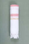 White Ultra Soft Bath Towel with Red Stripes