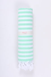 Handwoven Cotton Bath Towel with Mint Green and White Stripes